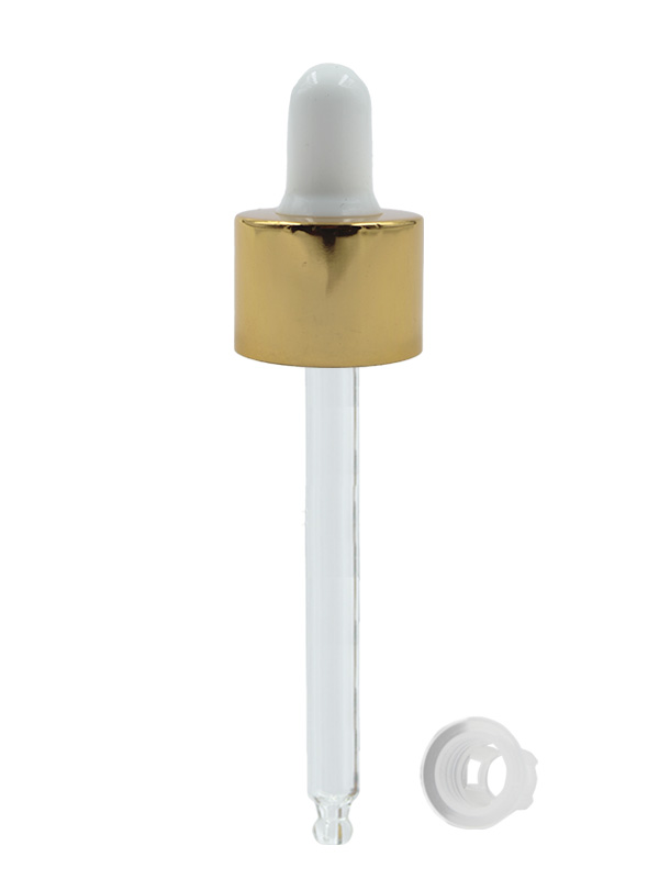 20/410MM Aluminum Dropper - A- Grade Gold Dropper-With Glass Tube And Silicon Rubber Teat And Wiper Plug